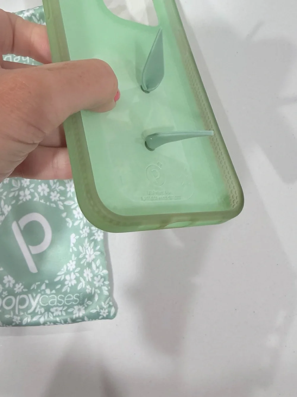 Loopy Case Mint Green Floral Phone Case with Grip - iPhone 15 pro max